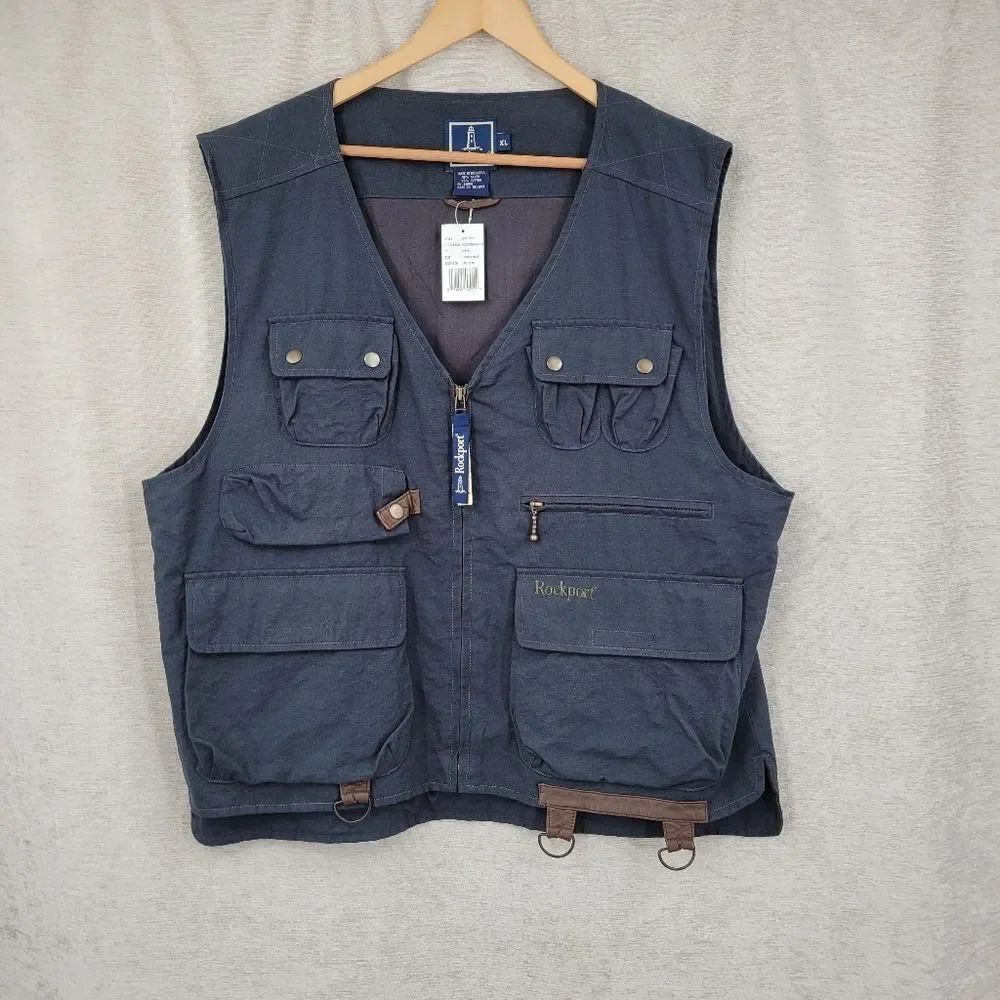 Rockport Vintage Men's Navy Utility Tactical Vest Hunting Fishing